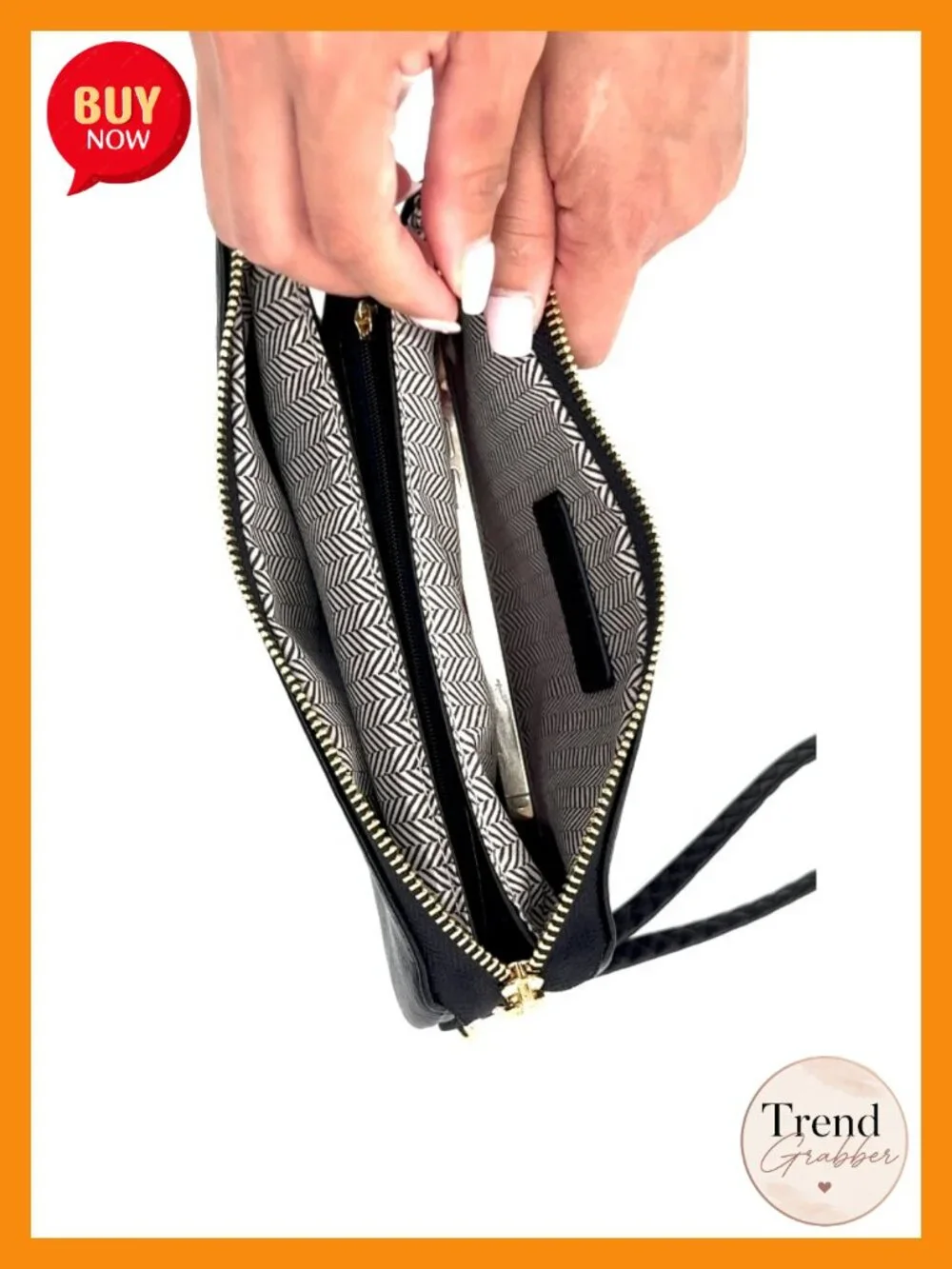 Vegan Leather Crossbody Bag with 2 Straps Clutch Wristlet Purse